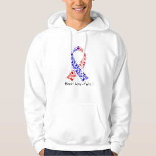 Veste À Capuche Ruban rouge et bleu d'espoir de conscience