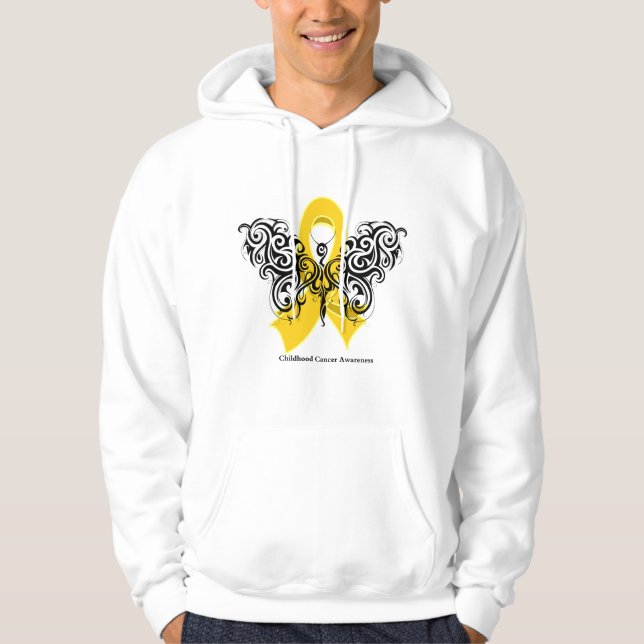 Veste À Capuche Ruban tribal de papillon de Cancer d'enfance (Devant)