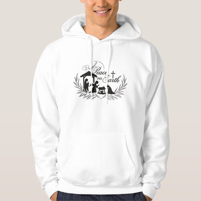 Veste À Capuche Rustic Nativity Peace on Earth Wreath Adult  (Devant)