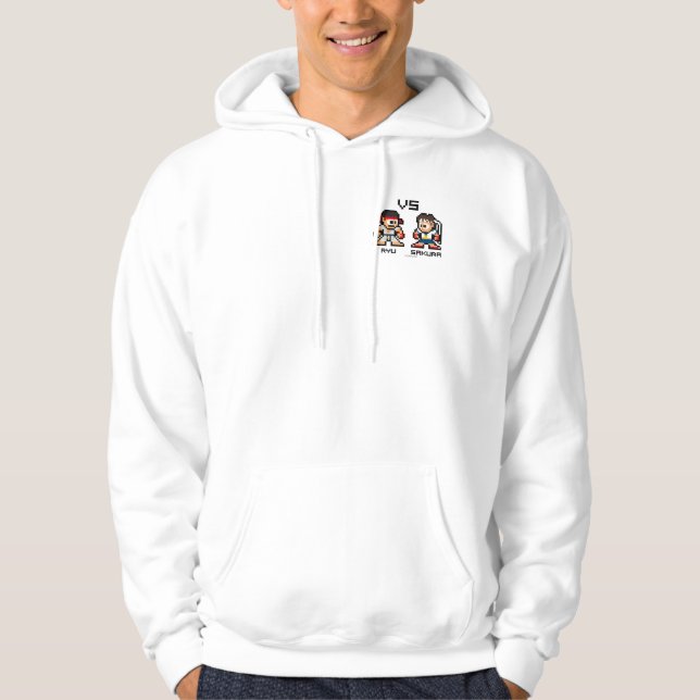 Veste À Capuche Ryu VS Sakura 8 bits (Devant)