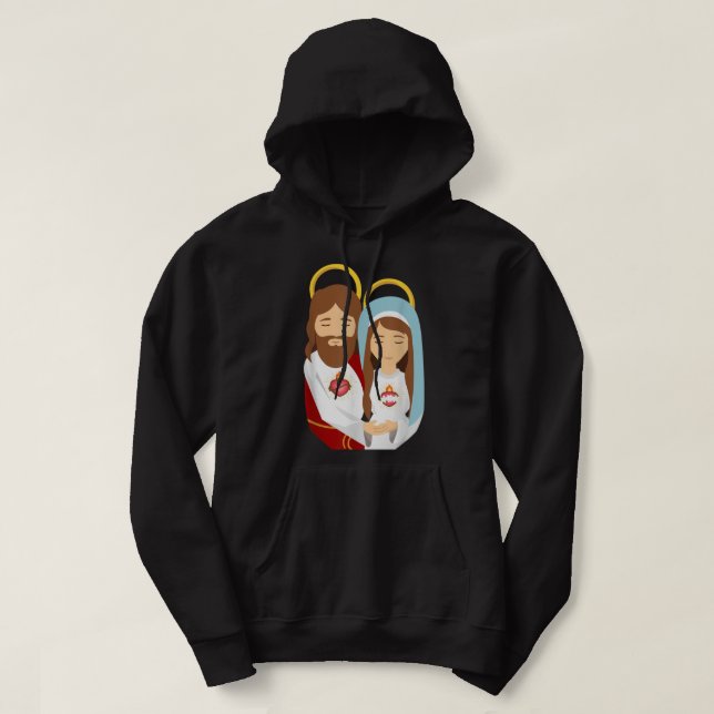 Veste À Capuche Sacré Coeur et Immaculé Coeur Image Jésus et (Design devant)