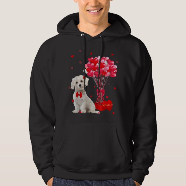 Veste À Capuche Saint Valentin maltais Amoureux des chiens de coeu (Devant)