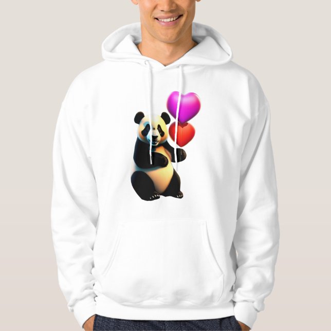 Veste À Capuche Saint Valentin, Panda & Heart Balloon, Saint Valen (Devant)