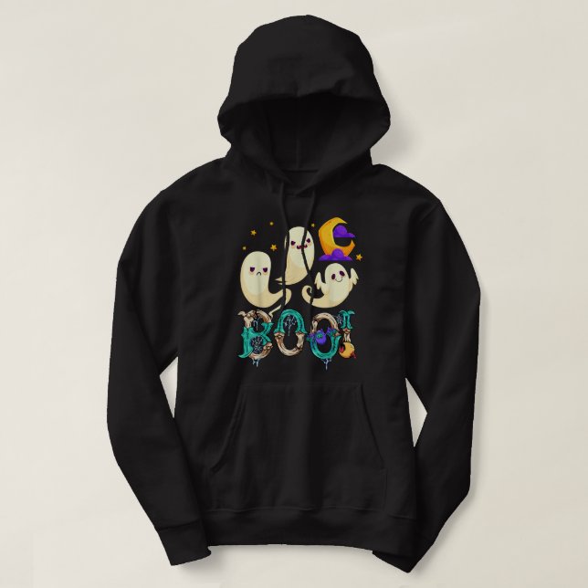 Veste À Capuche Saison Éffrayante super mignonne Ghost Holding Cit (Design devant)