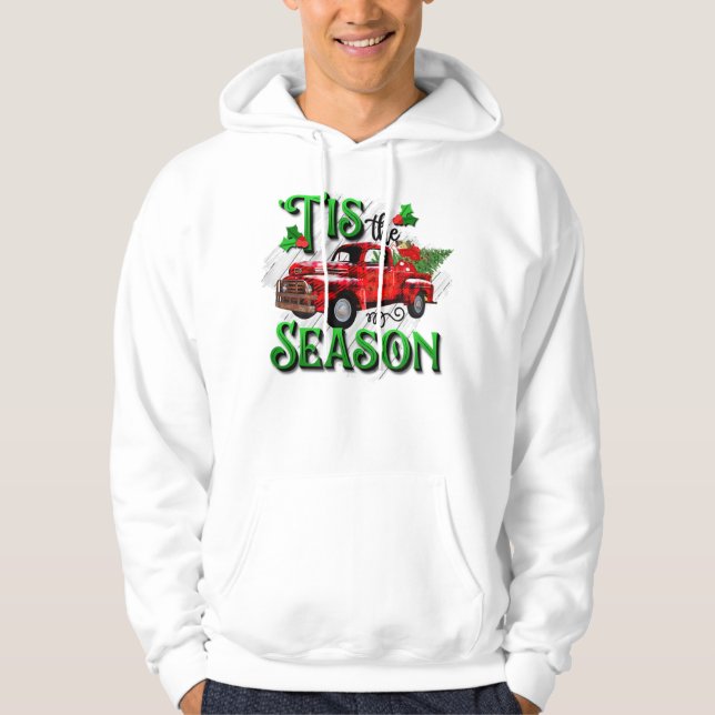 Veste À Capuche Saison Red Plaid Retro Truck Noël (Devant)