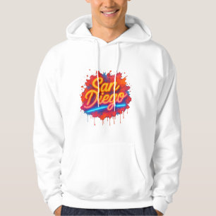 Veste À Capuche San Diego Neon Street Art - Script rétro coloré
