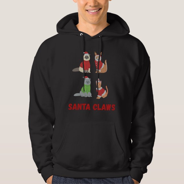 Veste À Capuche Santa Claws | Funny Cute Christmas Cat Design (Devant)