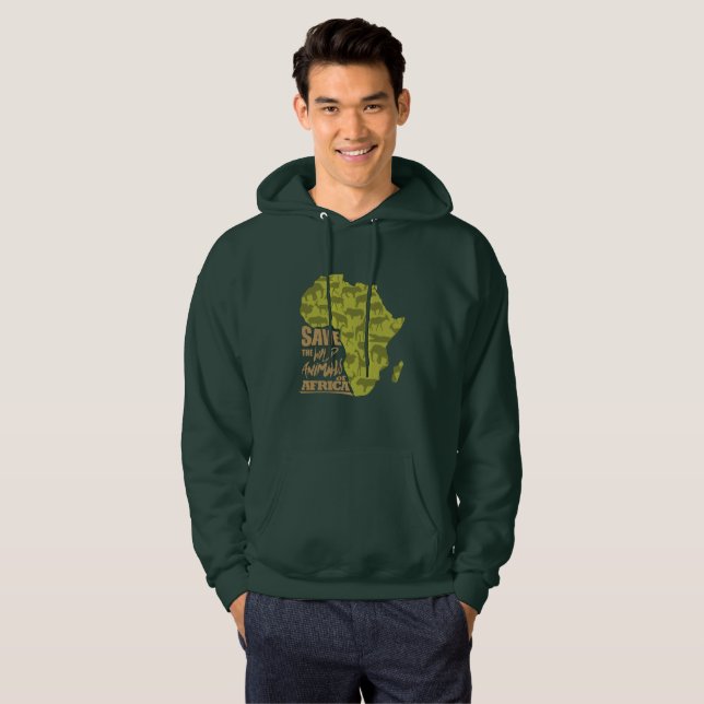 Veste À Capuche Sauver La Faune De L'Afrique Graphique (Devant entier)