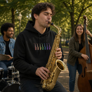 Veste À Capuche Saxophone Arc-en-Ciel Instrument de Jazz Coloré