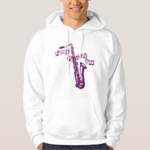Veste À Capuche Saxophone violet cool et notes -T-shirt
