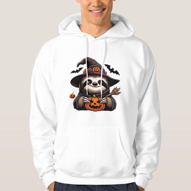 Veste À Capuche Scary Halloween Sloth Witch Hat Costume Spooky Sea (Devant)