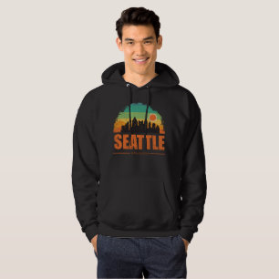 Veste À Capuche Seattle City Washington USA Vintage Retro Sunset