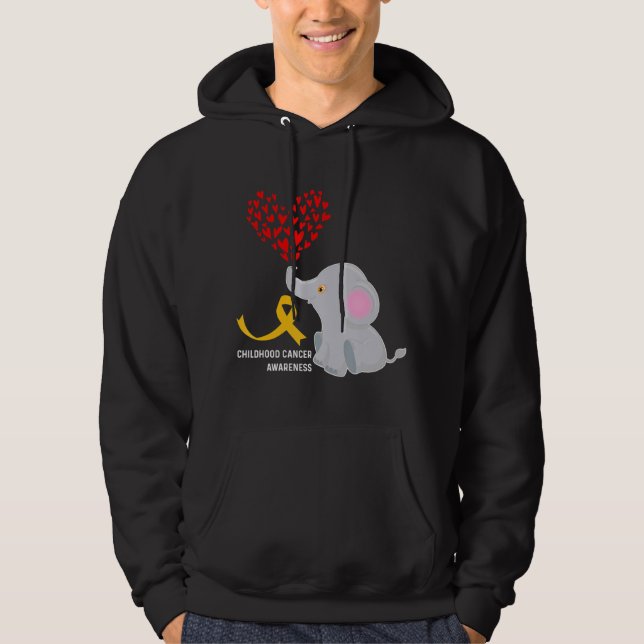 Veste À Capuche Sensibilisation au cancer de l'enfance Eléphant En (Devant)