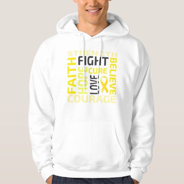 Veste À Capuche Sensibilisation au cancer de l'enfant Ruban d'or H (Devant)