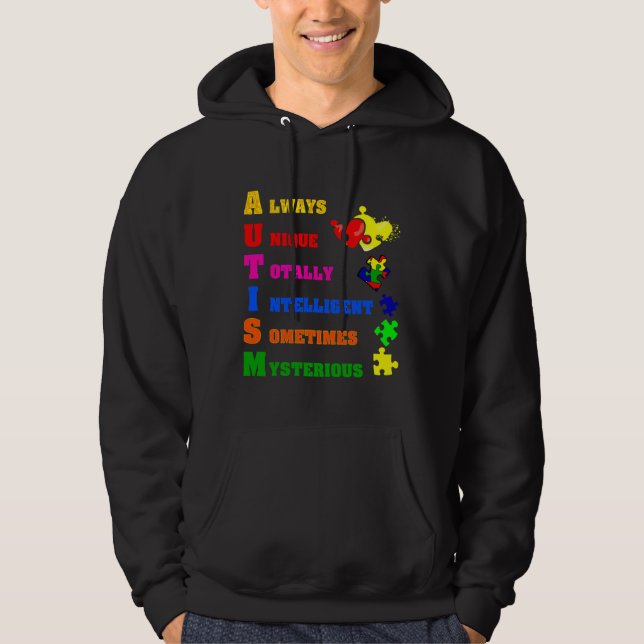 Veste À Capuche Sensibilisation sur l'autisme Autisme Acronyme Puz (Devant)