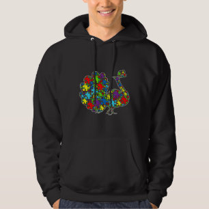 Veste À Capuche Sensibilisation sur l'autisme Cute Peacock Puzzle 