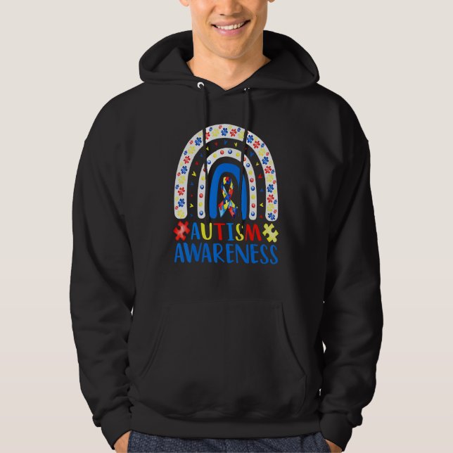 Veste À Capuche Sensibilisation sur l'autisme Puzzle arc-en-ciel S (Devant)