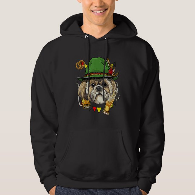 Veste À Capuche Shih Tzu Oktoberfest Amoureux des chiens Lederhose (Devant)