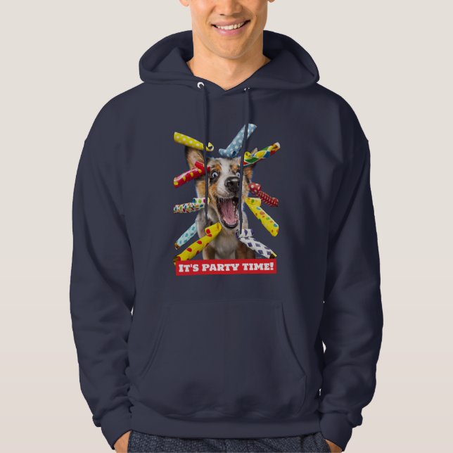 Veste À Capuche Sifflets de fête pour chien heureux (Devant)