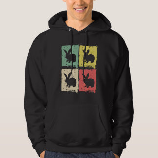 Veste À Capuche Silhouette de lapin blanc Vintage Couleurs Rétro