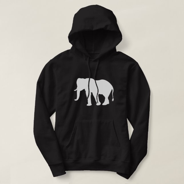 Veste À Capuche Silhouette Eléphant Blanc Zoologiste Monde Eléphan (Design devant)