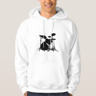 Veste À Capuche Silhouette noire et blanche de kit de tambour -