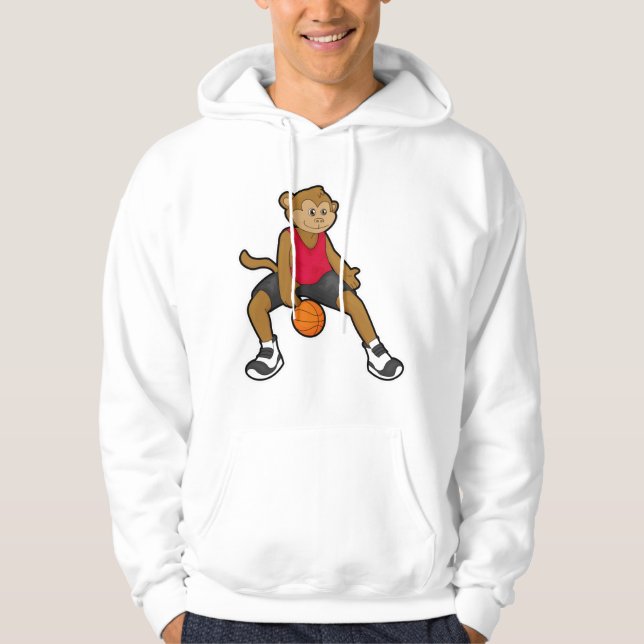 Veste À Capuche Singe comme joueur de basket-ball avec basket-ball (Devant)