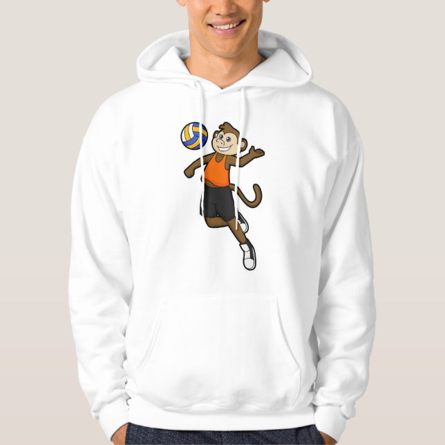 Veste À Capuche Singe comme joueur de volleyball avec volleyball (Devant)