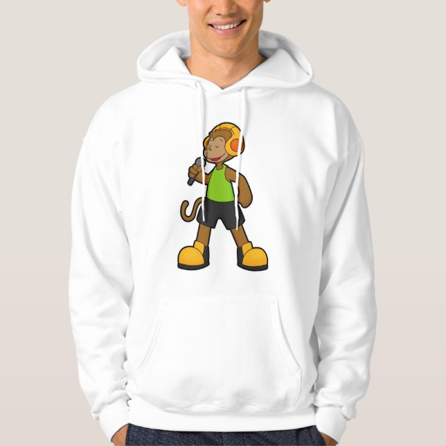 Veste À Capuche Singe en chanteur avec microphone et casque (Devant)