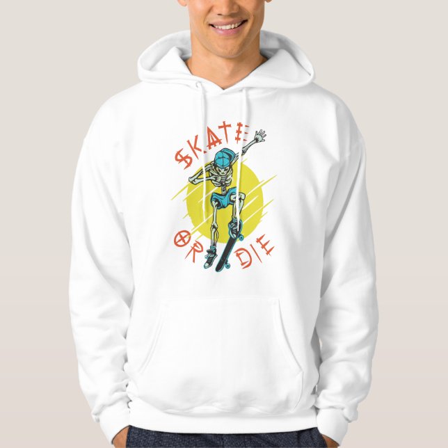 Veste À Capuche Skate ou die Skeleton Skateboarder (Devant)