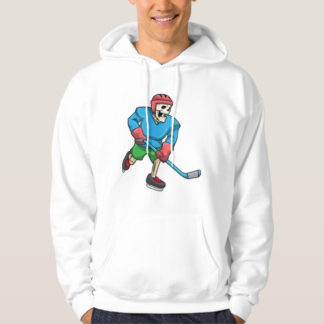 Veste À Capuche Skeleton au hockey sur glace avec bâton de hockey  (Devant)