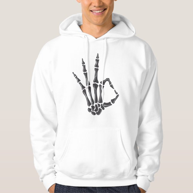Veste À Capuche Skeleton Hand OK Sign Hoodie (Devant)