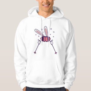 Veste À Capuche Ski Rabbit avec bâtons de ski et lunettes de ski