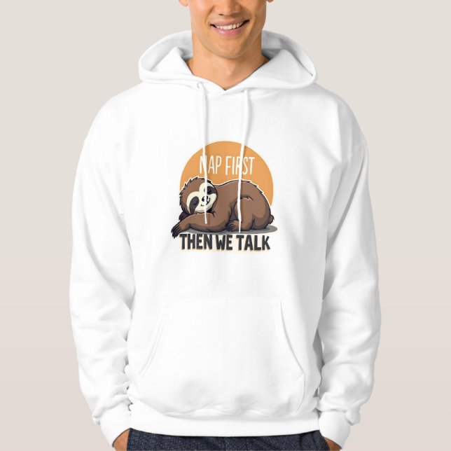 Veste À Capuche Sleepy Sloth Quote Vintage Cute Lazy Animal Shirt  (Devant)