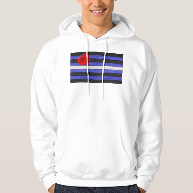 Veste À Capuche SlipperyJoe's cuir drapeau orgueil noir bleu royal (Devant)