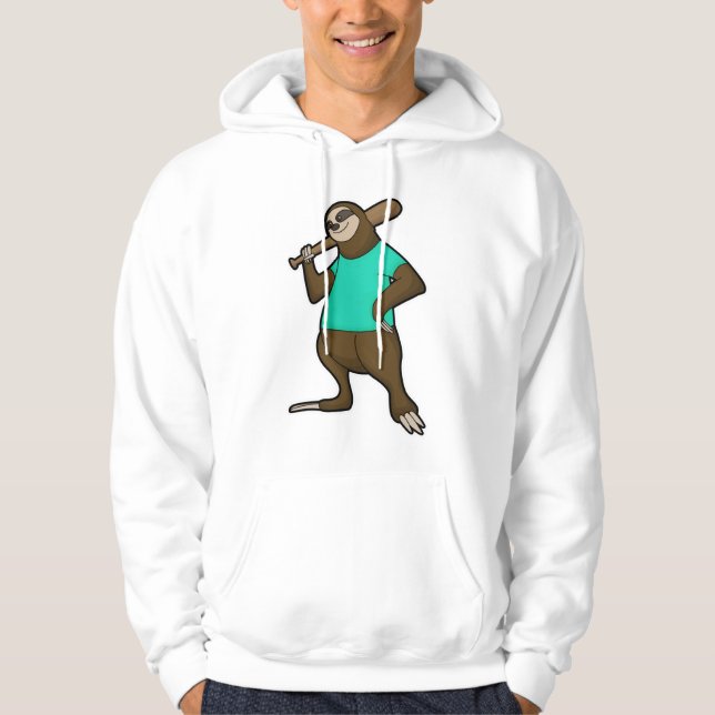 Veste À Capuche Sloth au baseball avec batte de baseball (Devant)