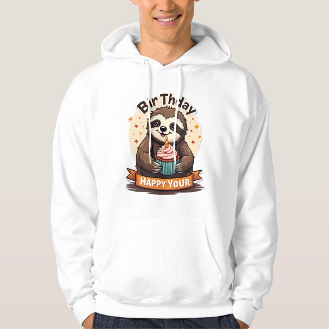 Veste À Capuche Sloth Birthday Shirt Vintage Cake Animal Graphic (Devant)