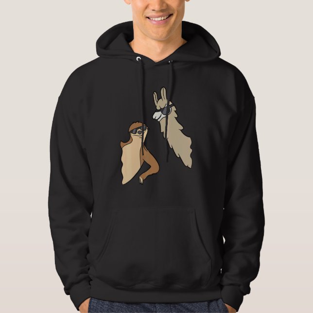 Veste À Capuche Sloth Et Llama Avec Lunettes De Soleil Aiment Les  (Devant)