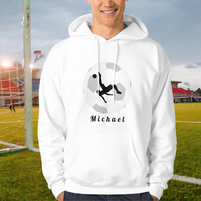 Veste À Capuche Soccer gardien de but noir & blanc Nom du joueur (Créateur téléchargé)