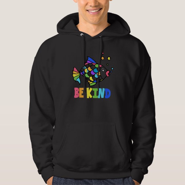 Veste À Capuche Sois Gentil Arc En Ciel Joli Poisson Enseignant Vi (Devant)