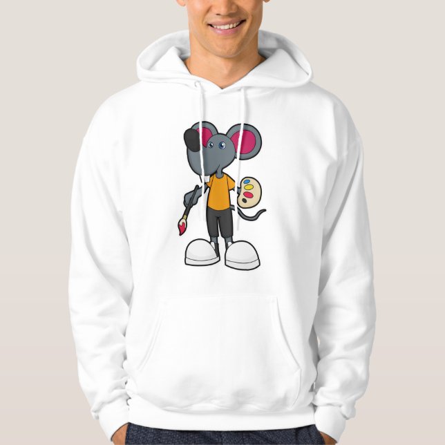 Veste À Capuche Souris comme Peintre avec Peinture et Pinceau (Devant)