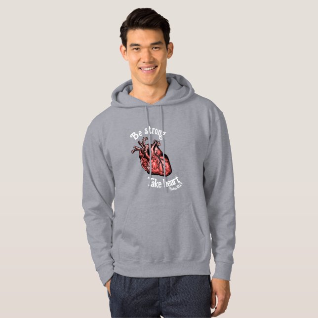 Veste À Capuche Soyez Fort, Prenez Gray Coeur (Devant entier)