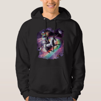 Veste À Capuche Space Cat Riding Unicorn - Laser, Tacos Et Rainbo