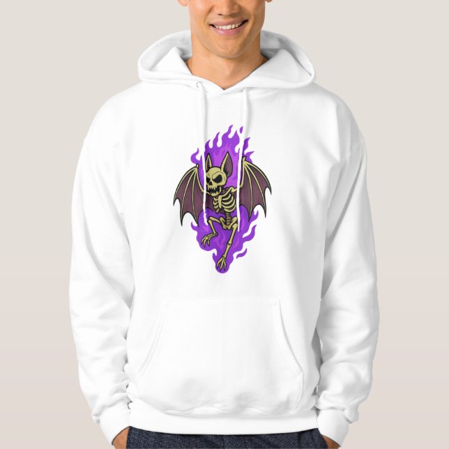 Veste À Capuche Squelette de chauve-souris Badass avec Aura violet (Devant)