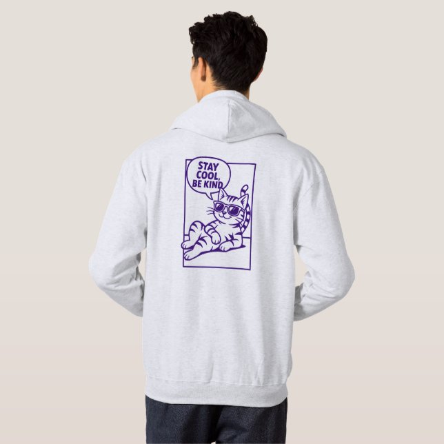 Veste À Capuche Stay Cool Be Kind Chill Cat Positivity (Dos entier)