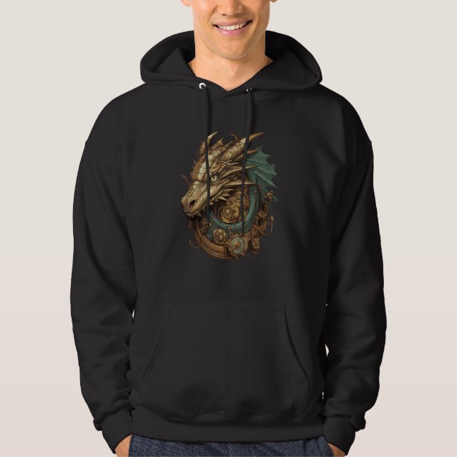 Veste À Capuche Steampunk Dragon Art Gears Graphic Artwork Fantasy (Devant)