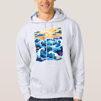 Veste À Capuche Sunset Ocean Waves T-Shirt – Artistic Sea and Sky 