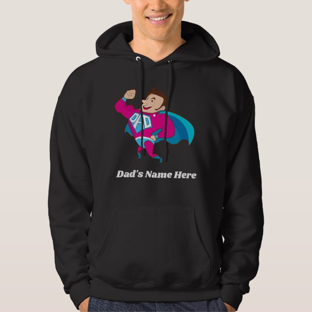 Veste À Capuche Super Papa avec son nom personnalisé (Devant)