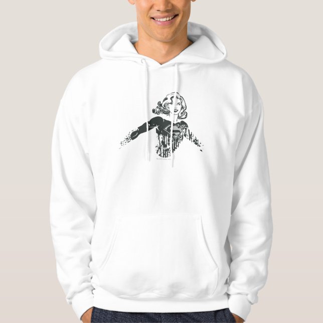 Veste À Capuche Supergirl noir et blanc dessin 1 (Devant)