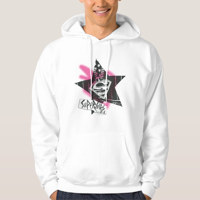 Veste À Capuche Supergirl Pink Spray Star Peinture (Devant)